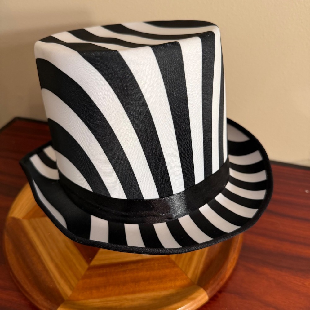 Spirit Halloween Striped Top Hat Black White Circus Magician Costume Accessory